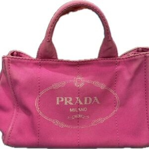 Prada Canapa Convertible Tote Canvas  Pink